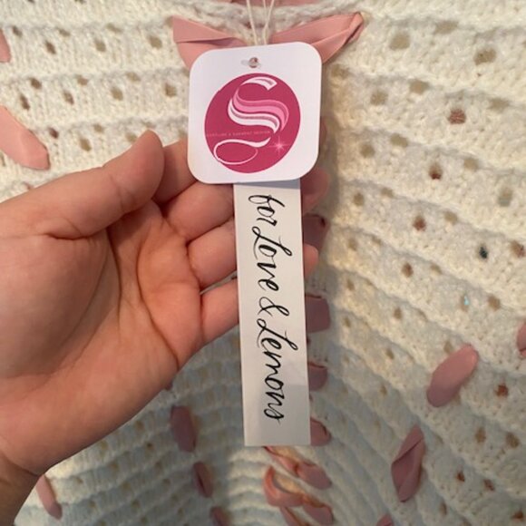 For Love And Lemons Cream and Pink Sweater - Picture 10 of 11